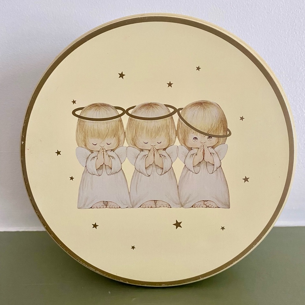 Precious Moments Collectible Cream Angel Tin Decor